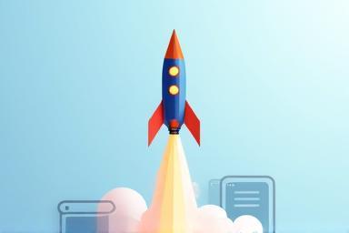 Website launch rocket illustration